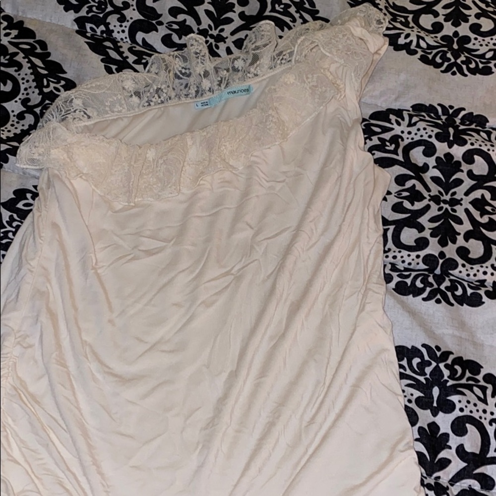 Off the shoulder cream shirt